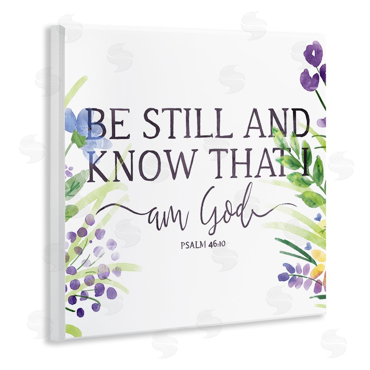 OnRei Be Still Faith Based Purple Florals Wall Plaque Art
