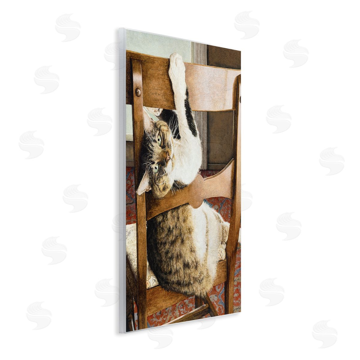 Sueellen Ross Country Cat Lounging Wooden Chair Wall Plaque Art