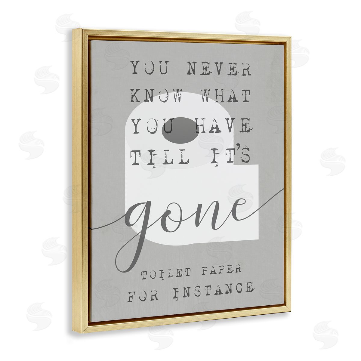 Stupell Studio Till It's Gone TP Bathroom Sign  Gold Floater Frame Canvas Art
