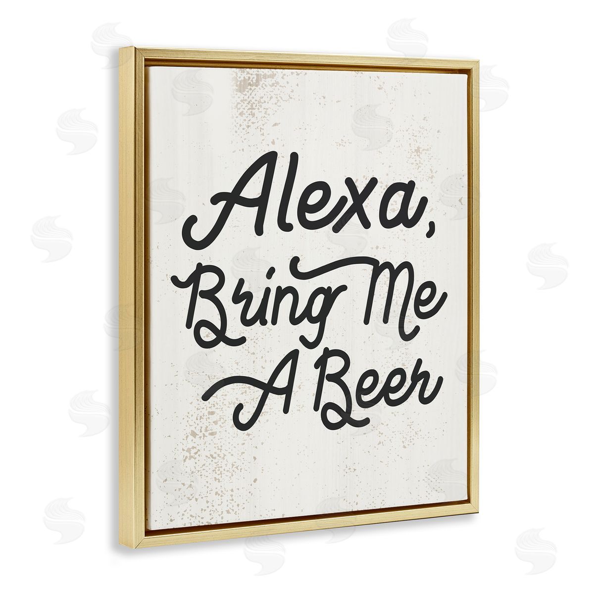 Stupell Studio Alexa Bring Me Beer Kitchen Sign Gold Floater Frame Canvas Art