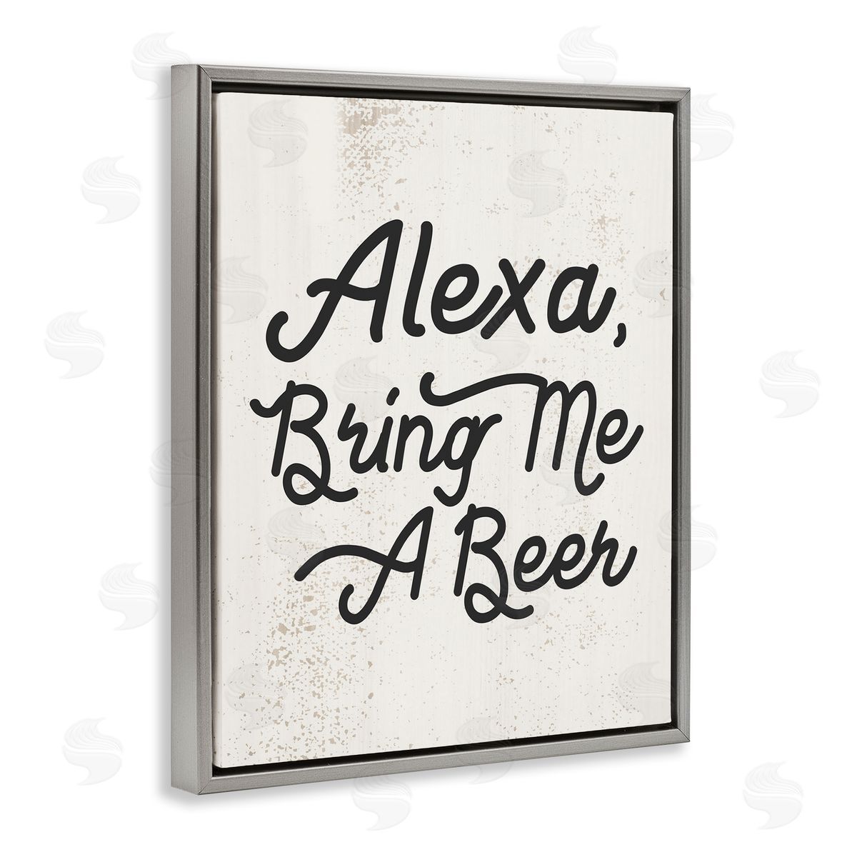 Stupell Studio Alexa Bring Me Beer Kitchen Sign Gray Floater Frame Canvas Art