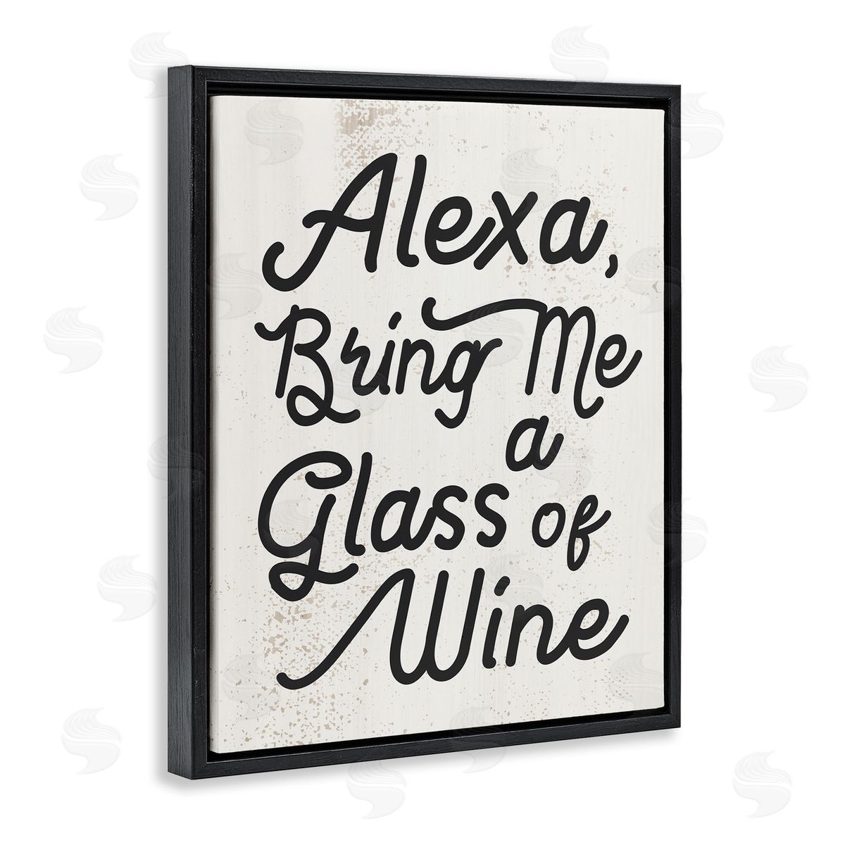 Stupell Studio Alexa Bring Me Wine Kitchen Sign Black Floater Frame Canvas Art