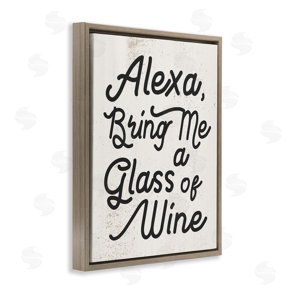 Stupell Studio Alexa Bring Me Wine Kitchen Sign Brown Floater Frame Canvas Art