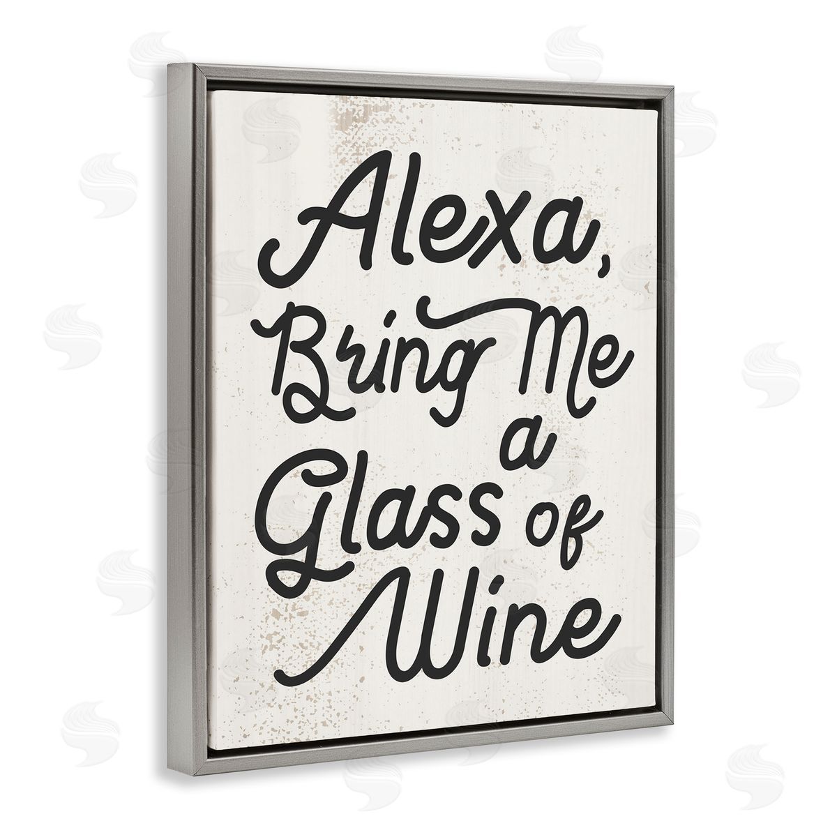 Stupell Studio Alexa Bring Me Wine Kitchen Sign Gray Floater Frame Canvas Art