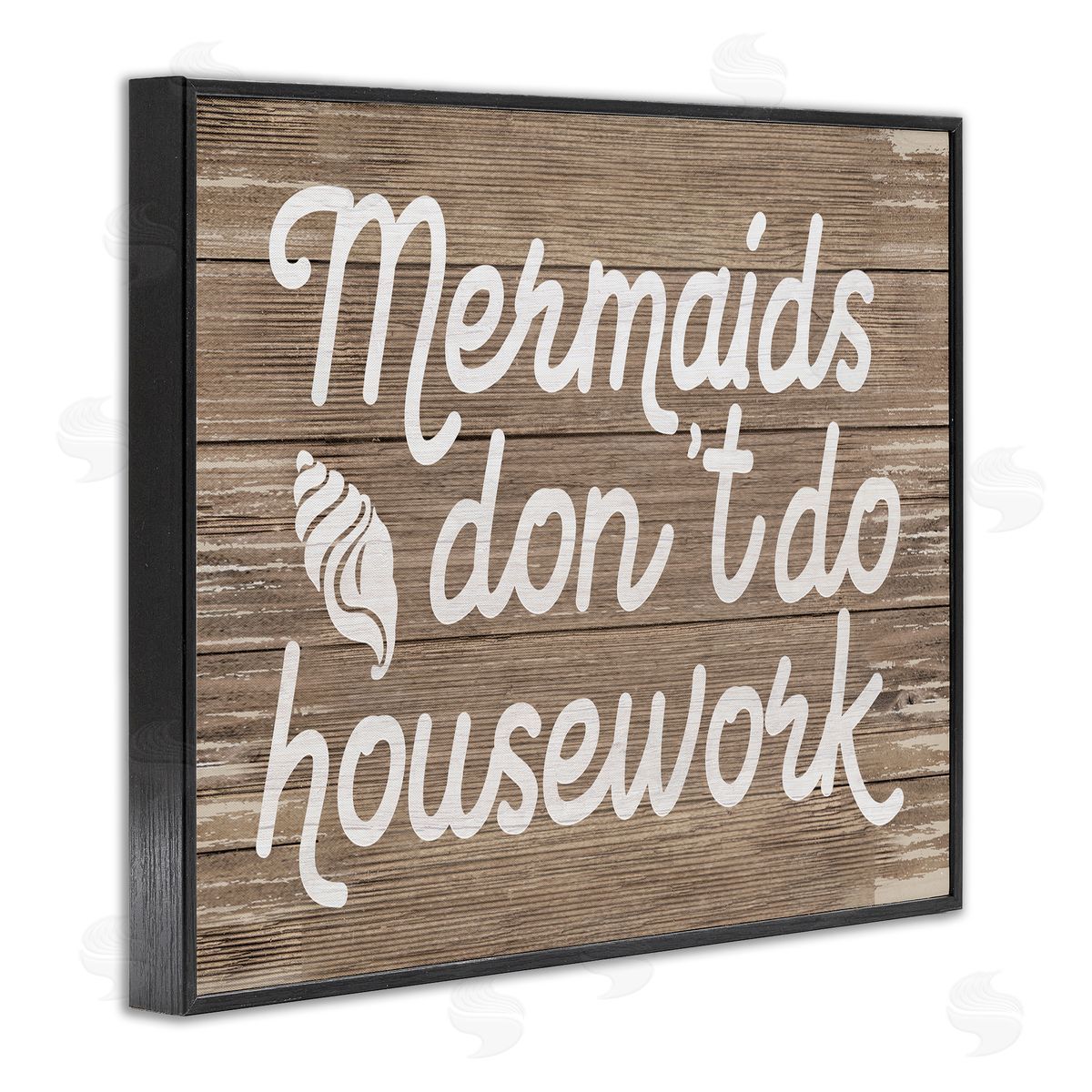 Stupell Studio Nautical Mermaids Don't Do Housework  Black Framed Giclee Wall Art