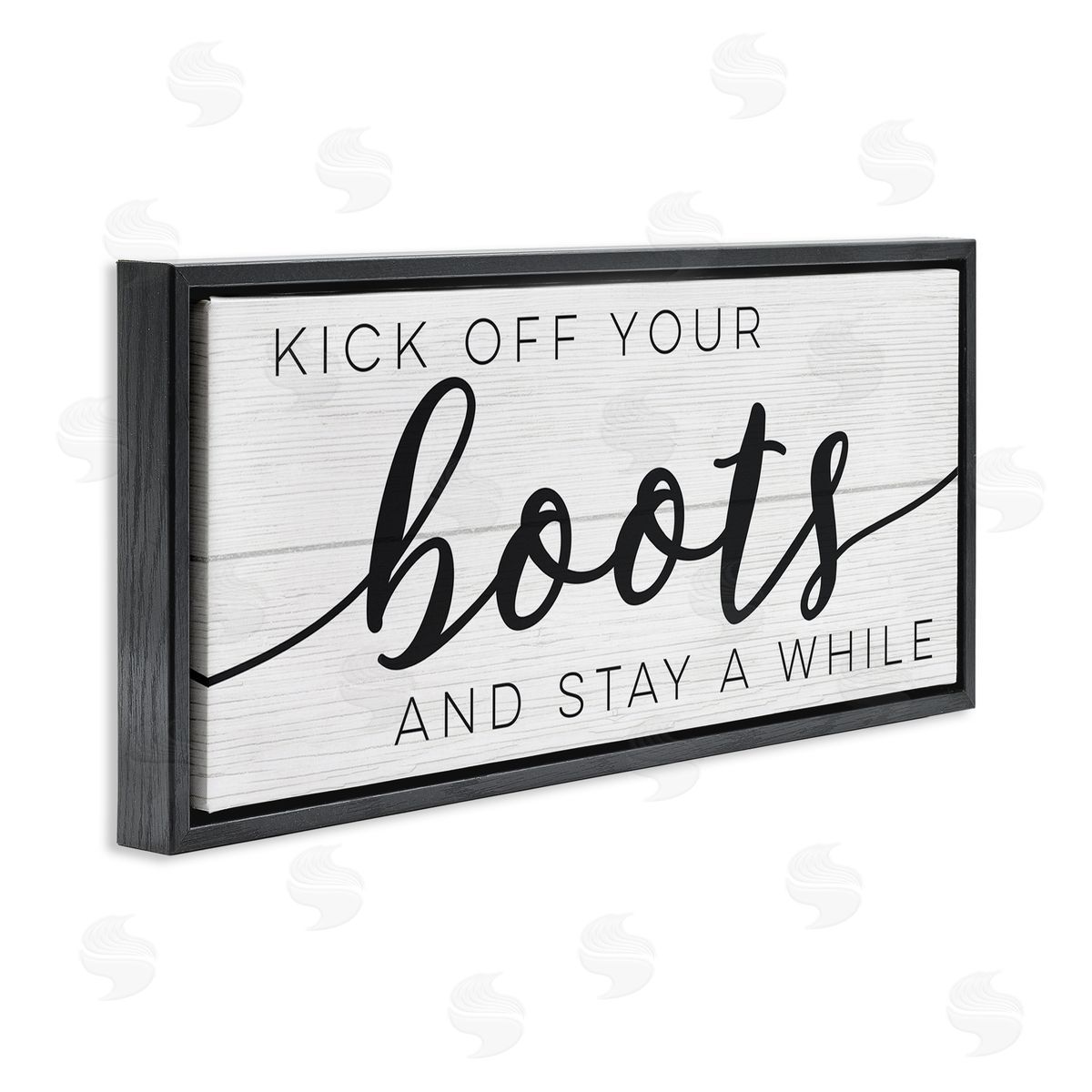 Stupell Studio Rustic Kick Off Your Boots Sign Black Floater Frame Canvas Art