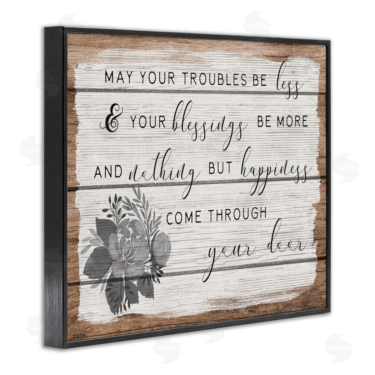 Stupell Studio Troubles Be Less Country Floral Black Framed Giclee Wall Art