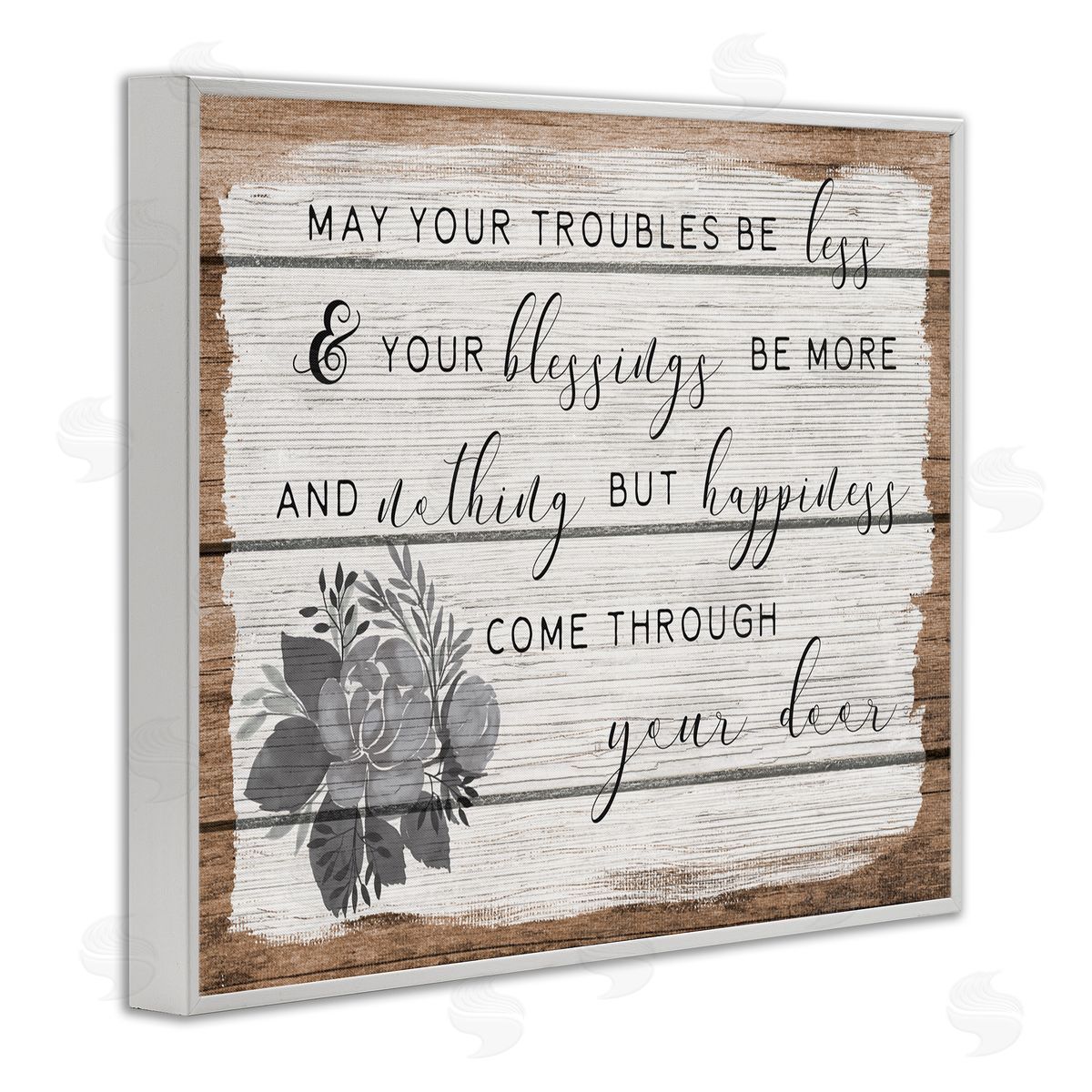 Stupell Studio Troubles Be Less Country Floral White Framed Giclee Wall Art