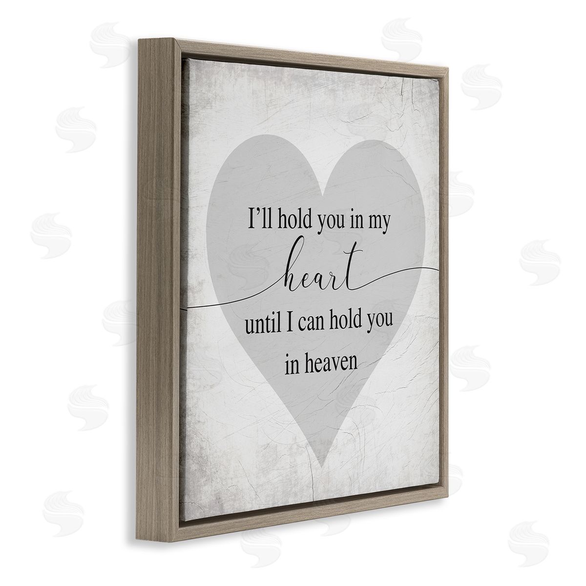 Stupell Studio In My Heart Until Heaven Distressed Brown Floater Frame Canvas Art