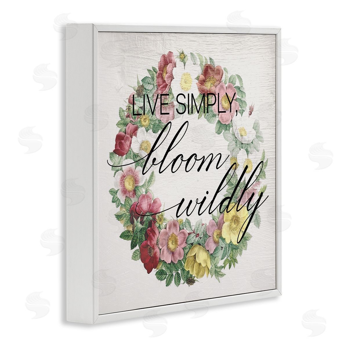 Stupell Studio Live Simply Bloom Wildly Floral Wreath White Framed Giclee Wall Art