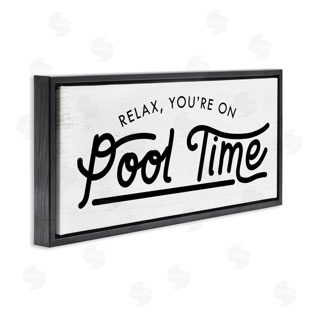 Pool Time Summer Phrase Black Floating Frame Canvas Wall Art, Home Decor by Stupell Studio