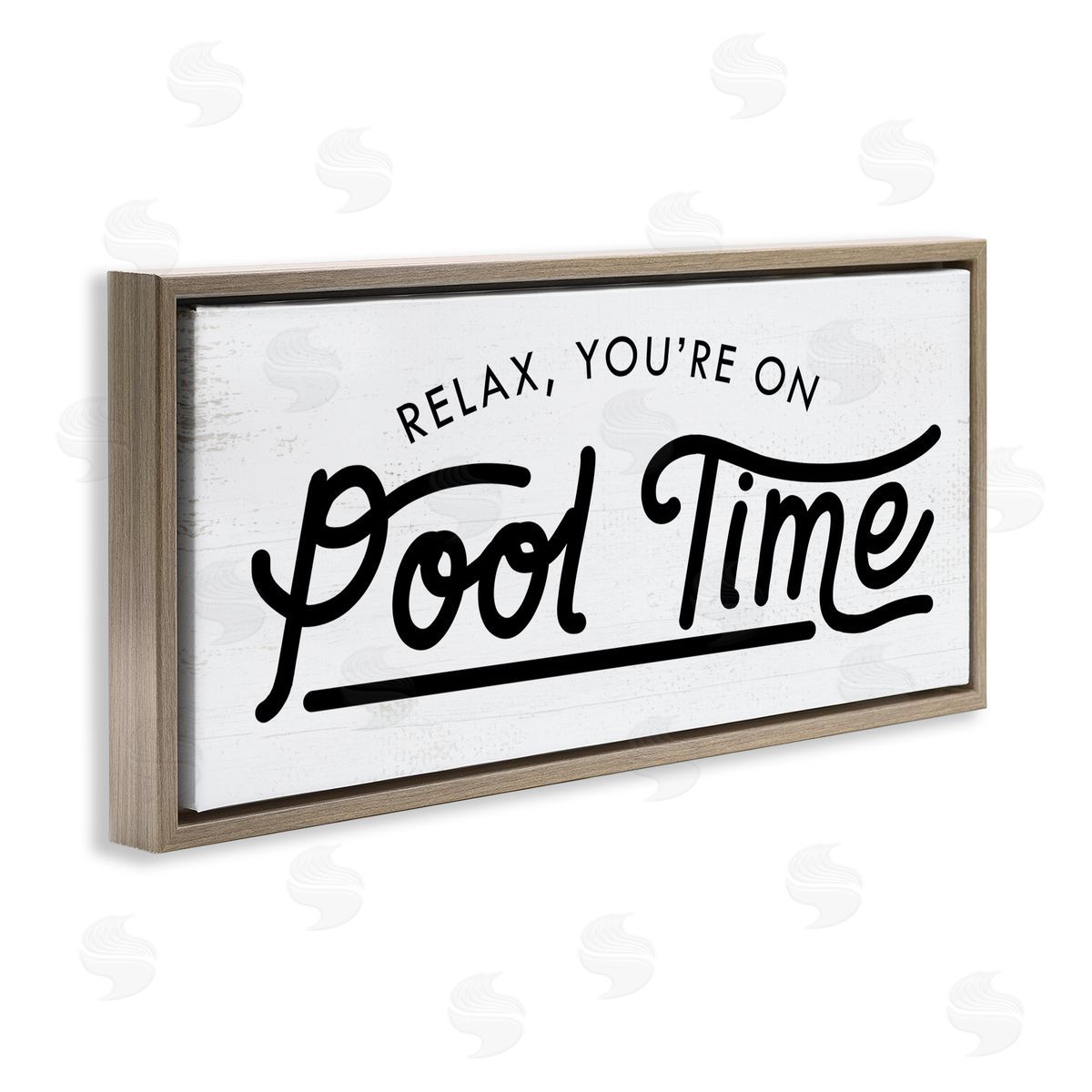 Pool Time Summer Phrase Brown Floating Frame Canvas Wall Art, Home Decor by Stupell Studio