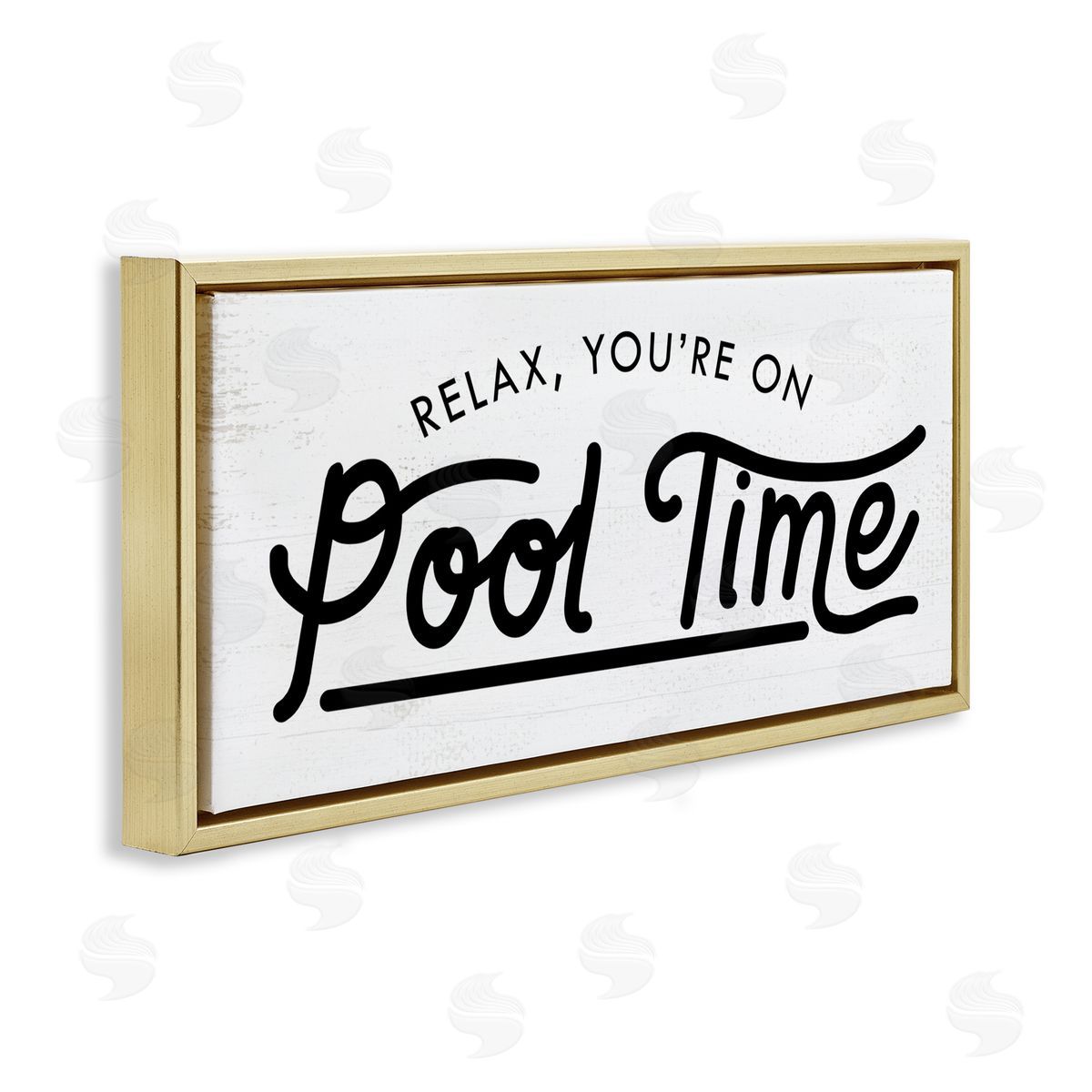 Pool Time Summer Phrase Gold Floating Frame Canvas Wall Art, Home Decor by Stupell Studio