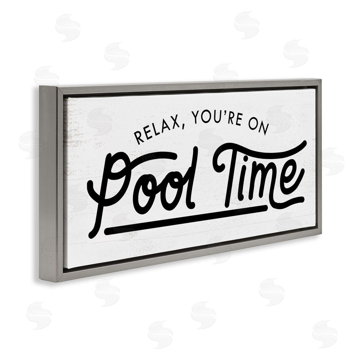 Pool Time Summer Phrase Grey Floating Frame Canvas Wall Art, Home Decor by Stupell Studio