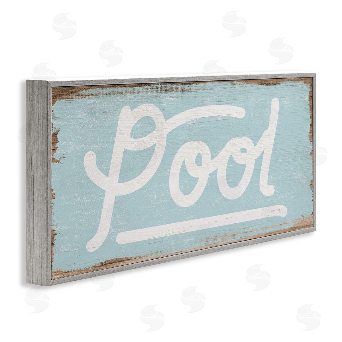 Stupell Studio Rustic Pool Sign Distressed Wood Gray Framed Giclee Wall Art