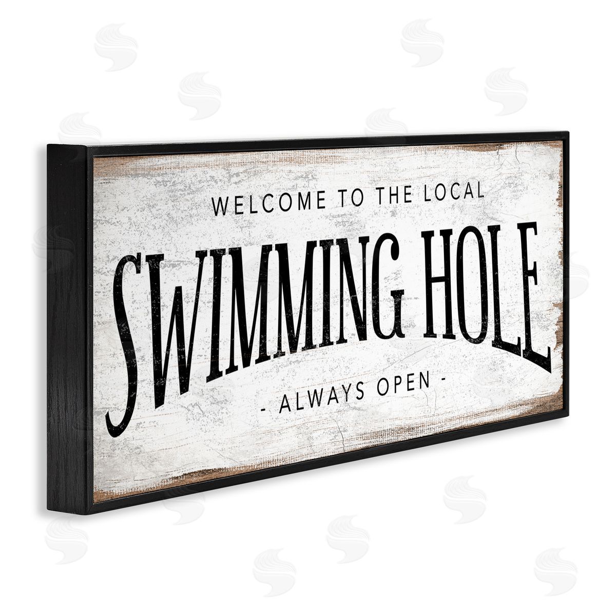 Stupell Studio Rustic Summer Swimming Hole Sign  Black Framed Giclee Wall Art