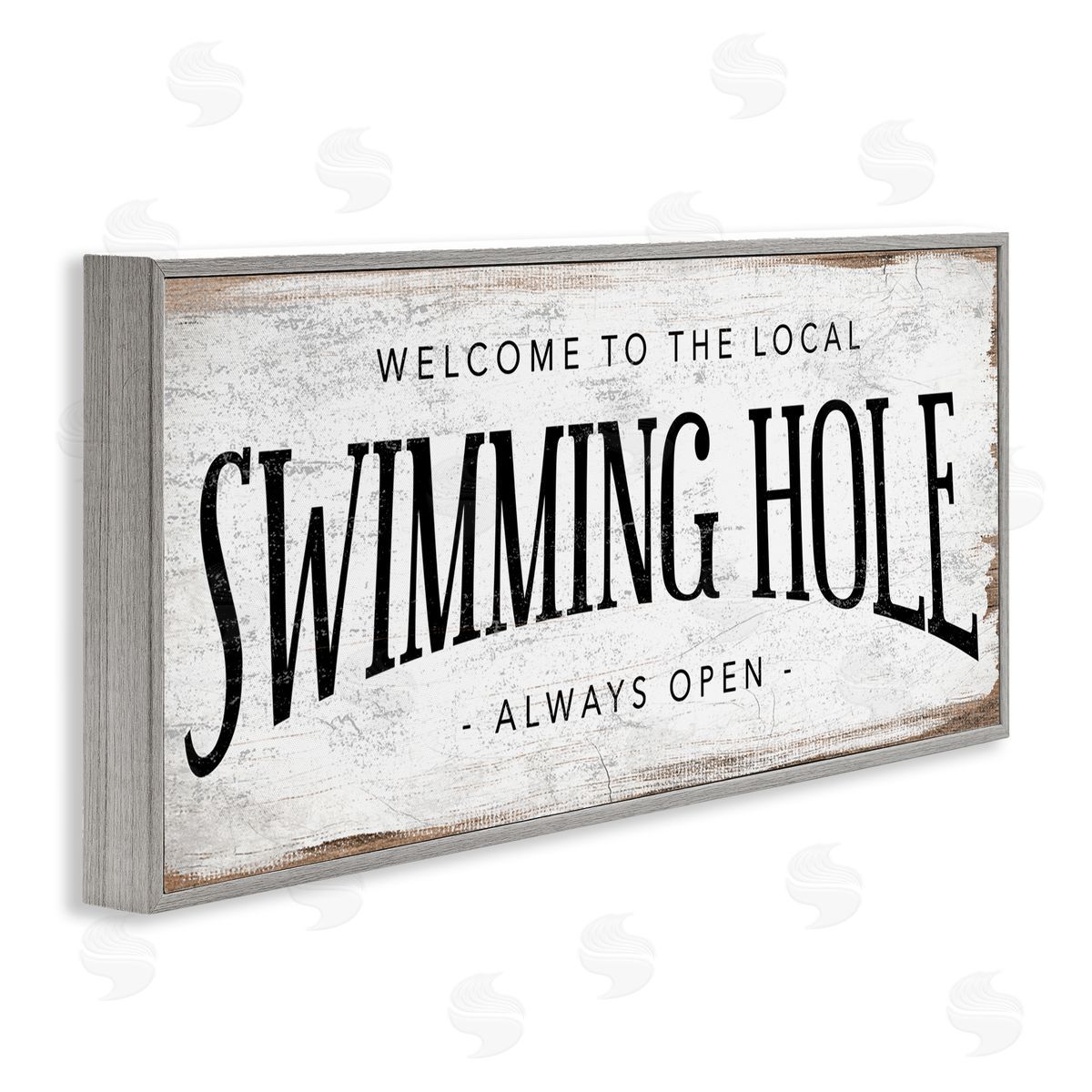 Stupell Studio Rustic Summer Swimming Hole Sign  Gray Framed Giclee Wall Art