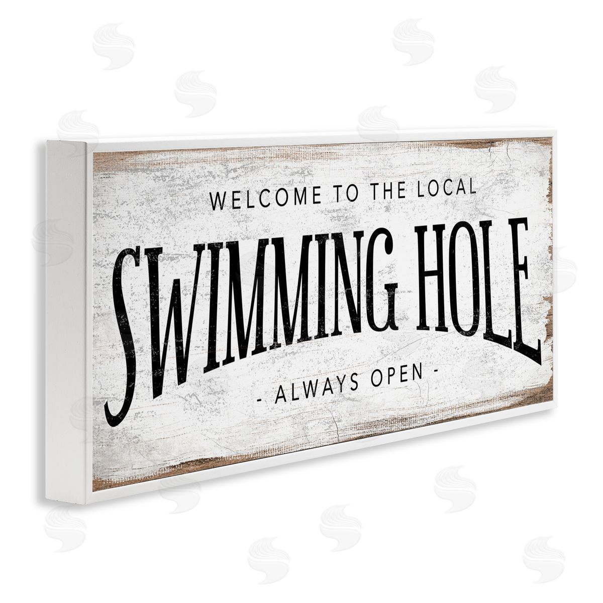 Stupell Studio Rustic Summer Swimming Hole Sign  White Framed Giclee Wall Art