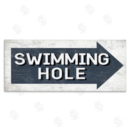 Stupell Studio | Swimming Hole Sign Blue Arrow