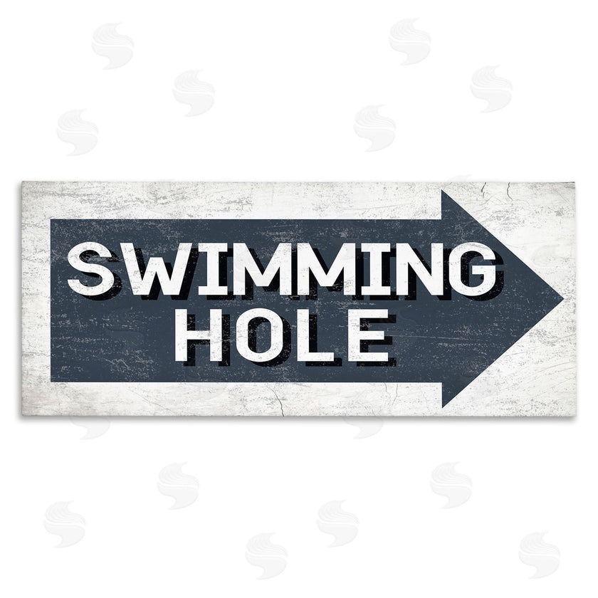 Stupell Studio | Swimming Hole Sign Blue Arrow