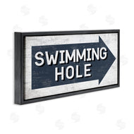 Stupell Studio | Swimming Hole Sign Blue Arrow