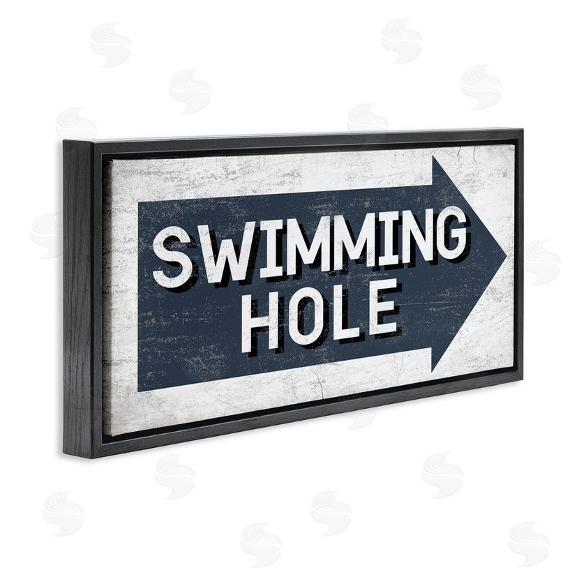 Stupell Studio | Swimming Hole Sign Blue Arrow