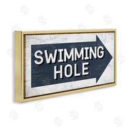 Stupell Studio | Swimming Hole Sign Blue Arrow