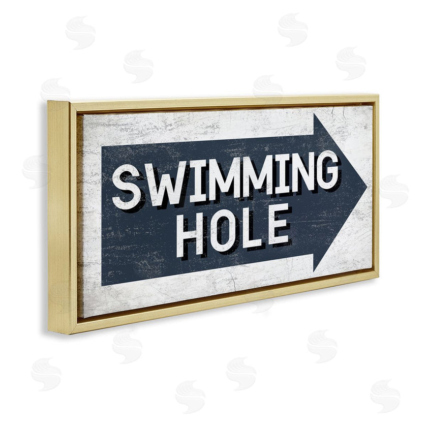 Stupell Studio | Swimming Hole Sign Blue Arrow