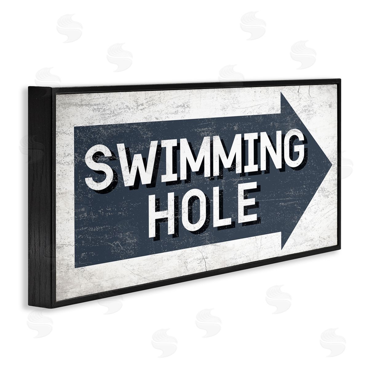 Stupell Studio Swimming Hole Sign Blue Arrow Black Framed Giclee Wall Art
