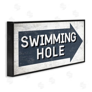 Stupell Studio | Swimming Hole Sign Blue Arrow