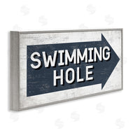 Stupell Studio | Swimming Hole Sign Blue Arrow