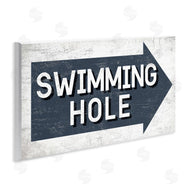 Stupell Studio | Swimming Hole Sign Blue Arrow