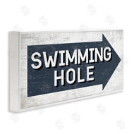 Stupell Studio | Swimming Hole Sign Blue Arrow