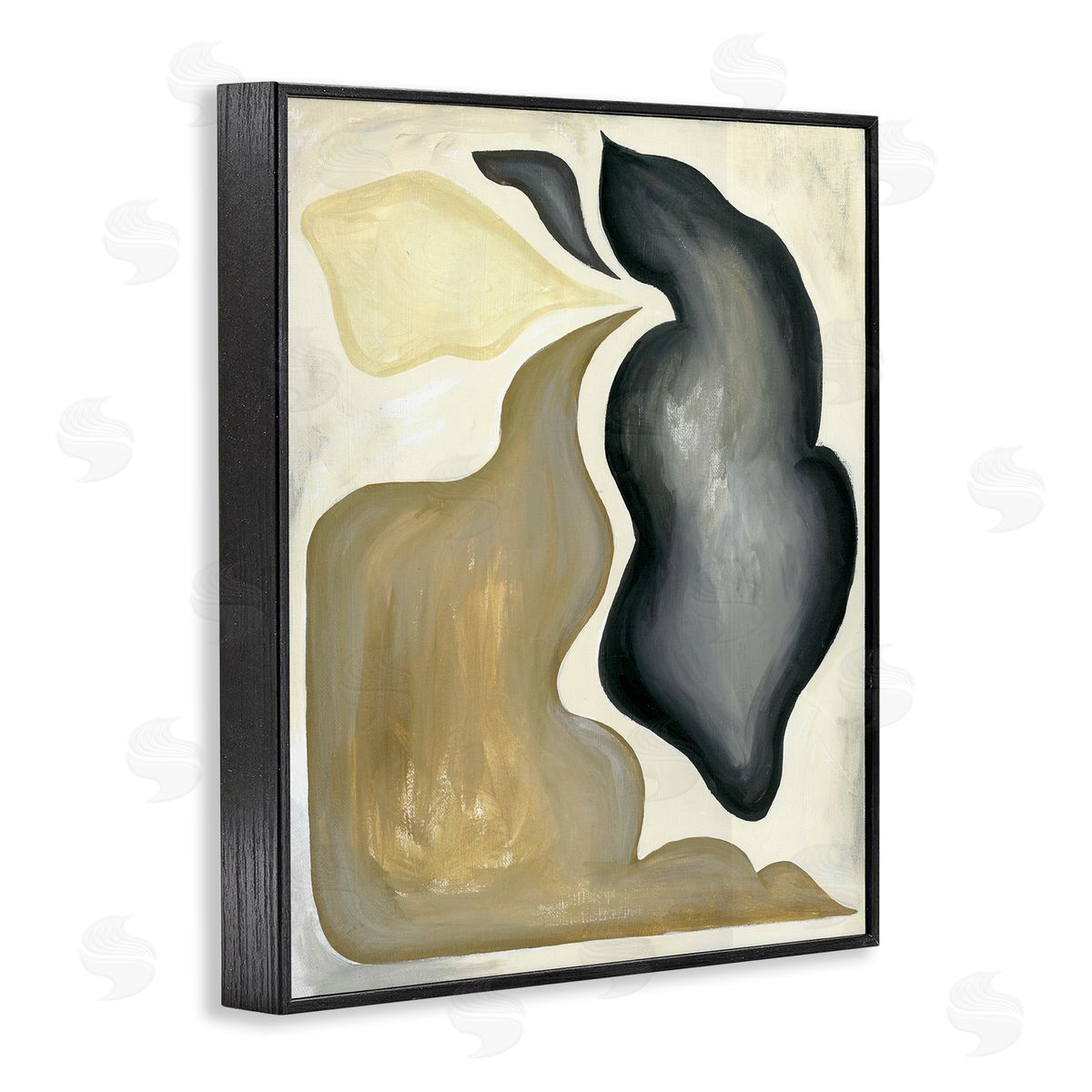 Stupell Studio Fluid Shape Abstract Composition Black Framed Giclee Wall Art
