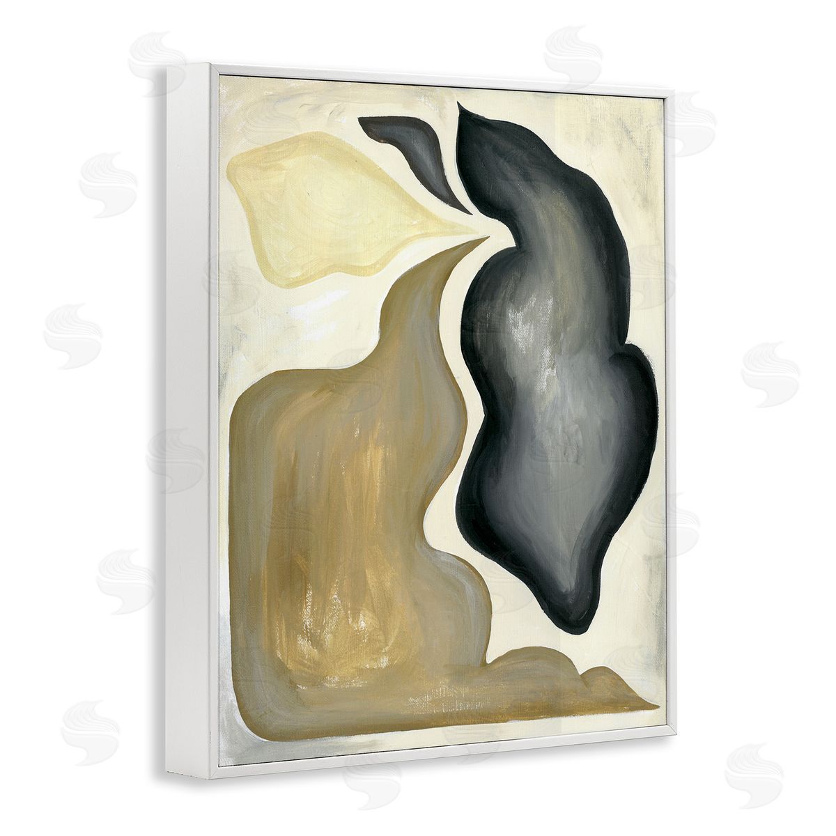 Stupell Studio Fluid Shape Abstract Composition White Framed Giclee Wall Art