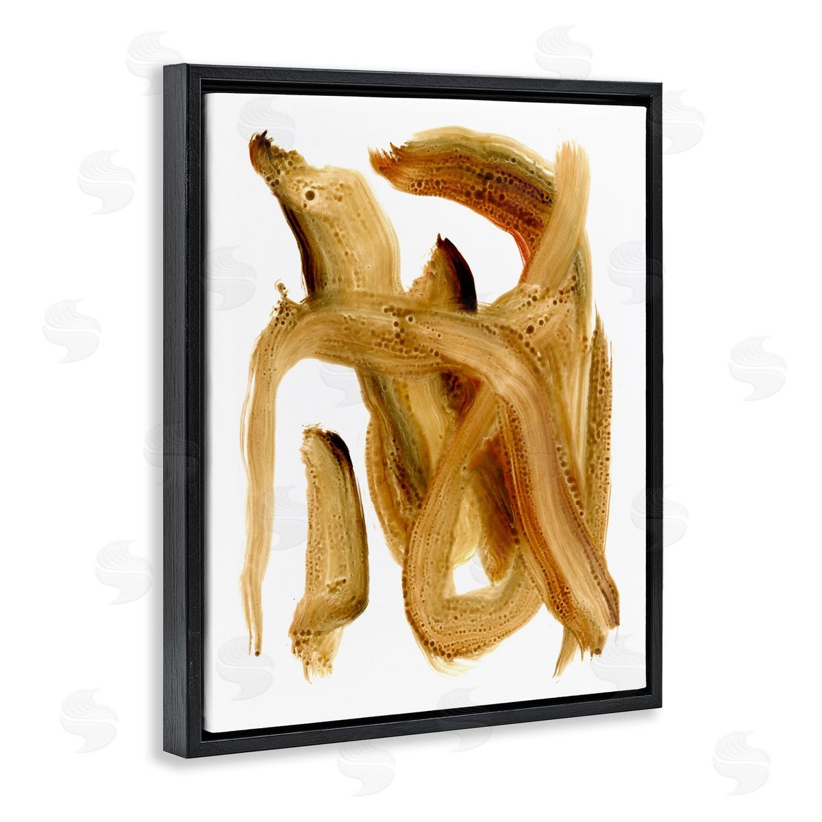 Stupell Studio Abstract Brush Stroke Brown Black Floater Frame Canvas Art
