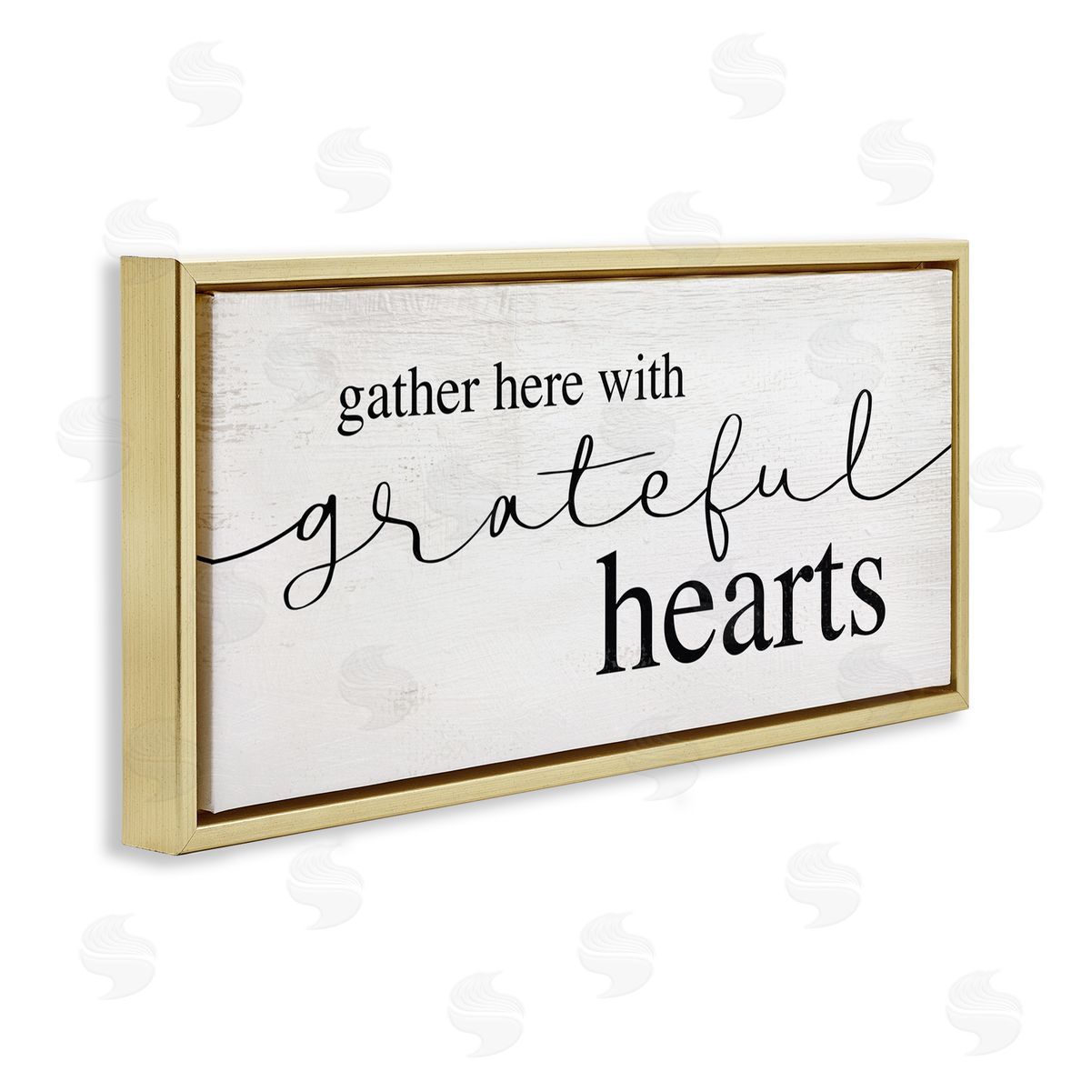 Stupell Studio Gather Grateful Hearts Charming Design Gold Floater Frame Canvas Art