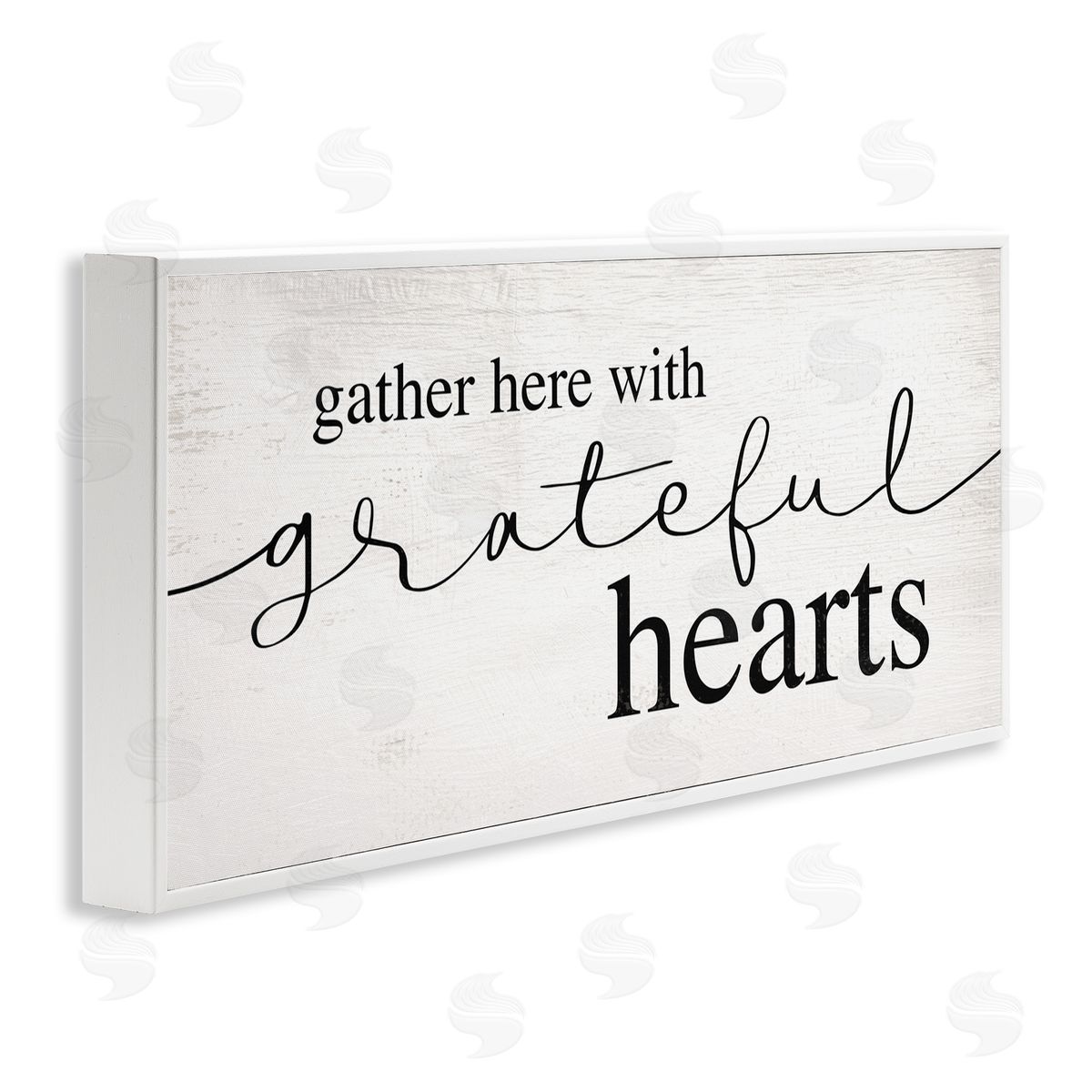 Stupell Studio Gather Grateful Hearts Charming Design White Framed Giclee Wall Art