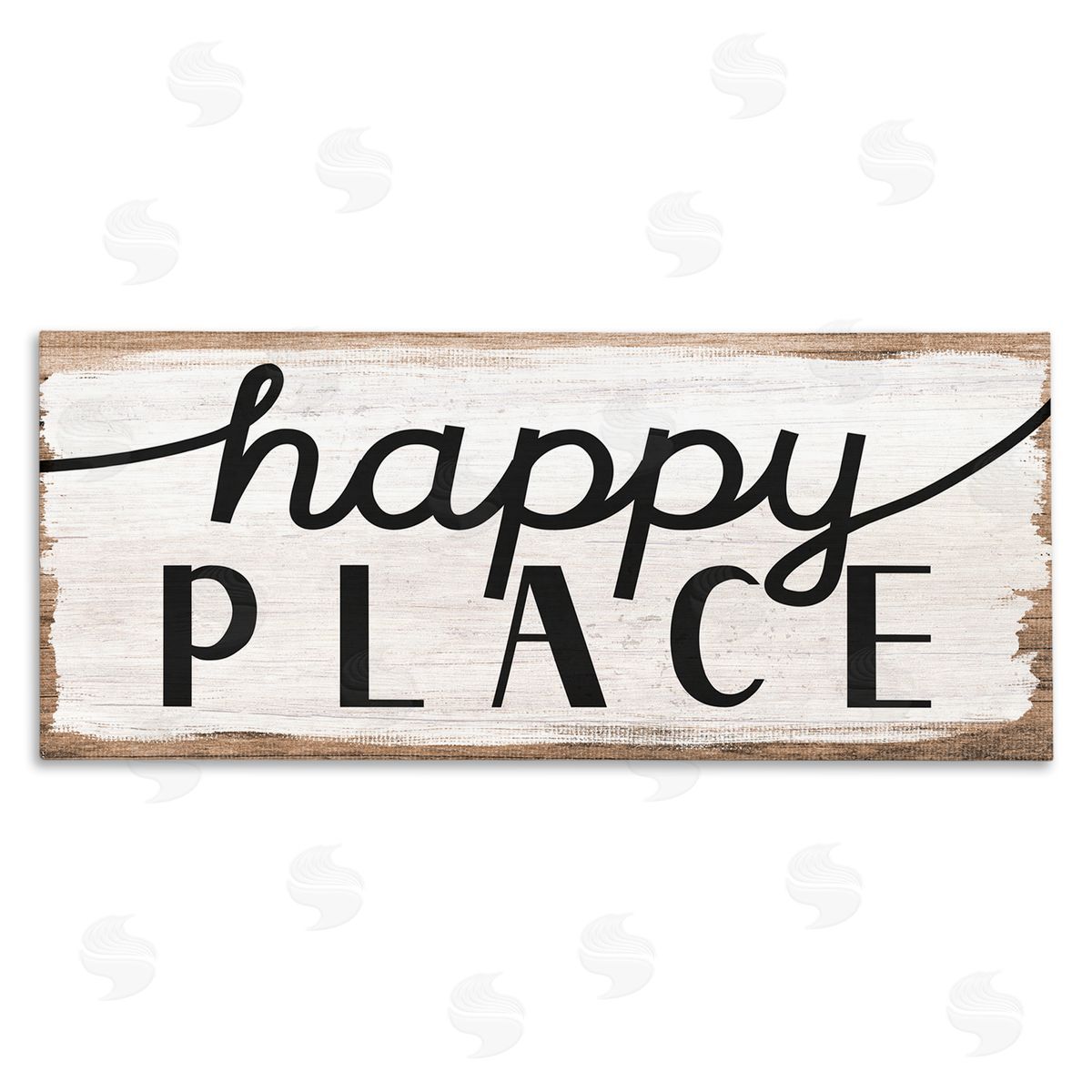 Stupell Studio Rustic Happy Place Distressed Sign Canvas Wall Art