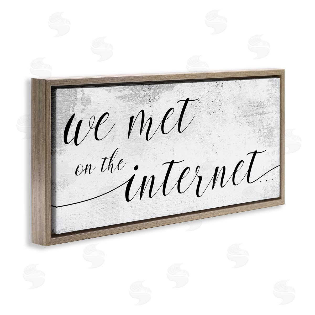 Stupell Studio Met on Internet Distressed Design Brown Floater Frame Canvas Art