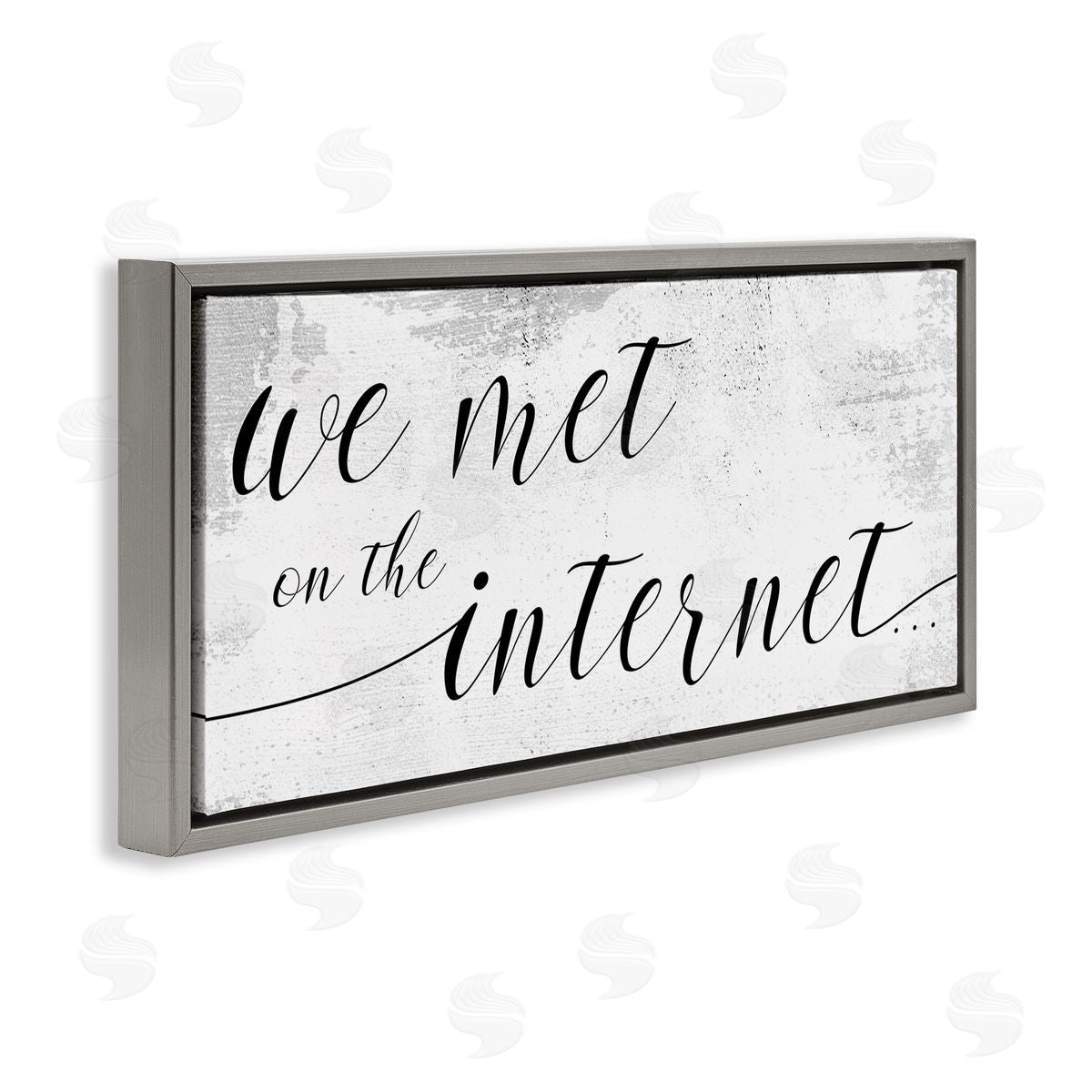 Stupell Studio Met on Internet Distressed Design Gray Floater Frame Canvas Art