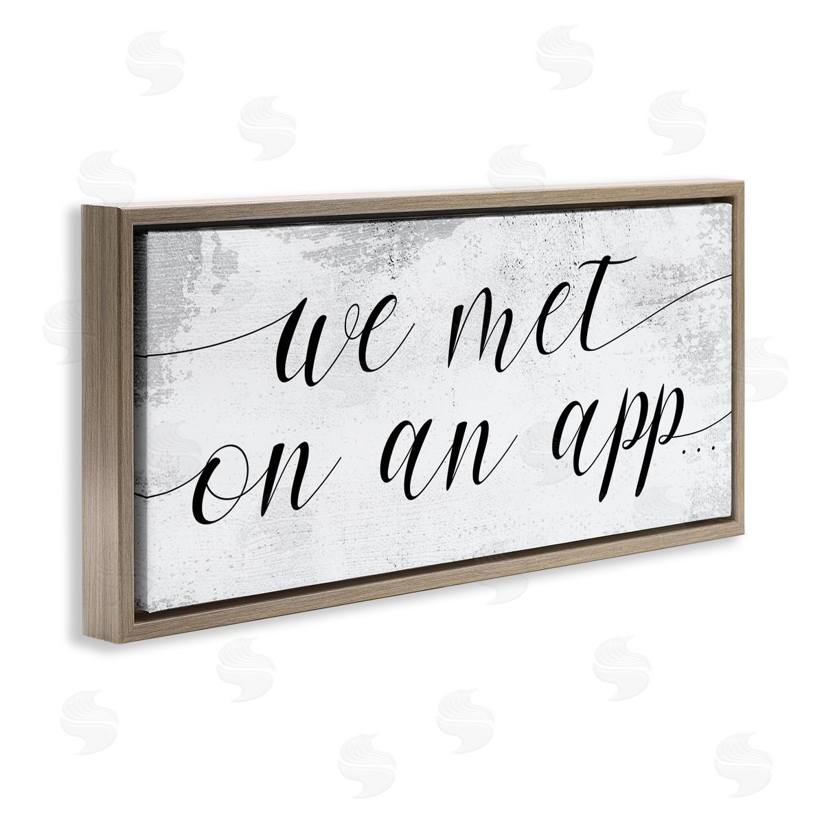 Stupell Studio Met on App Couple Design Brown Floater Frame Canvas Art