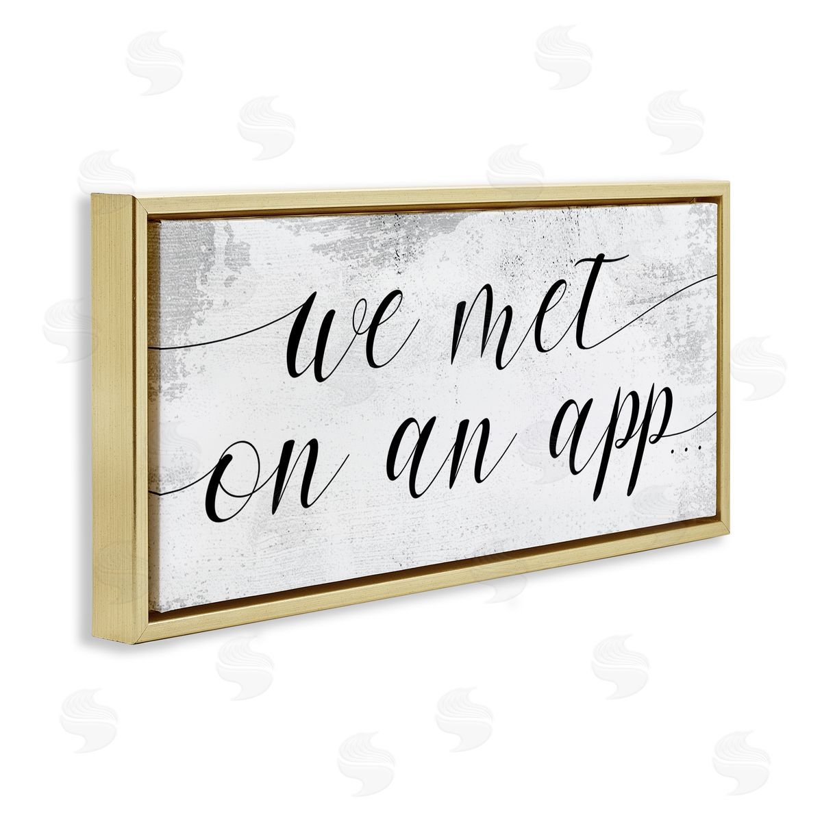Stupell Studio Met on App Couple Design Gold Floater Frame Canvas Art