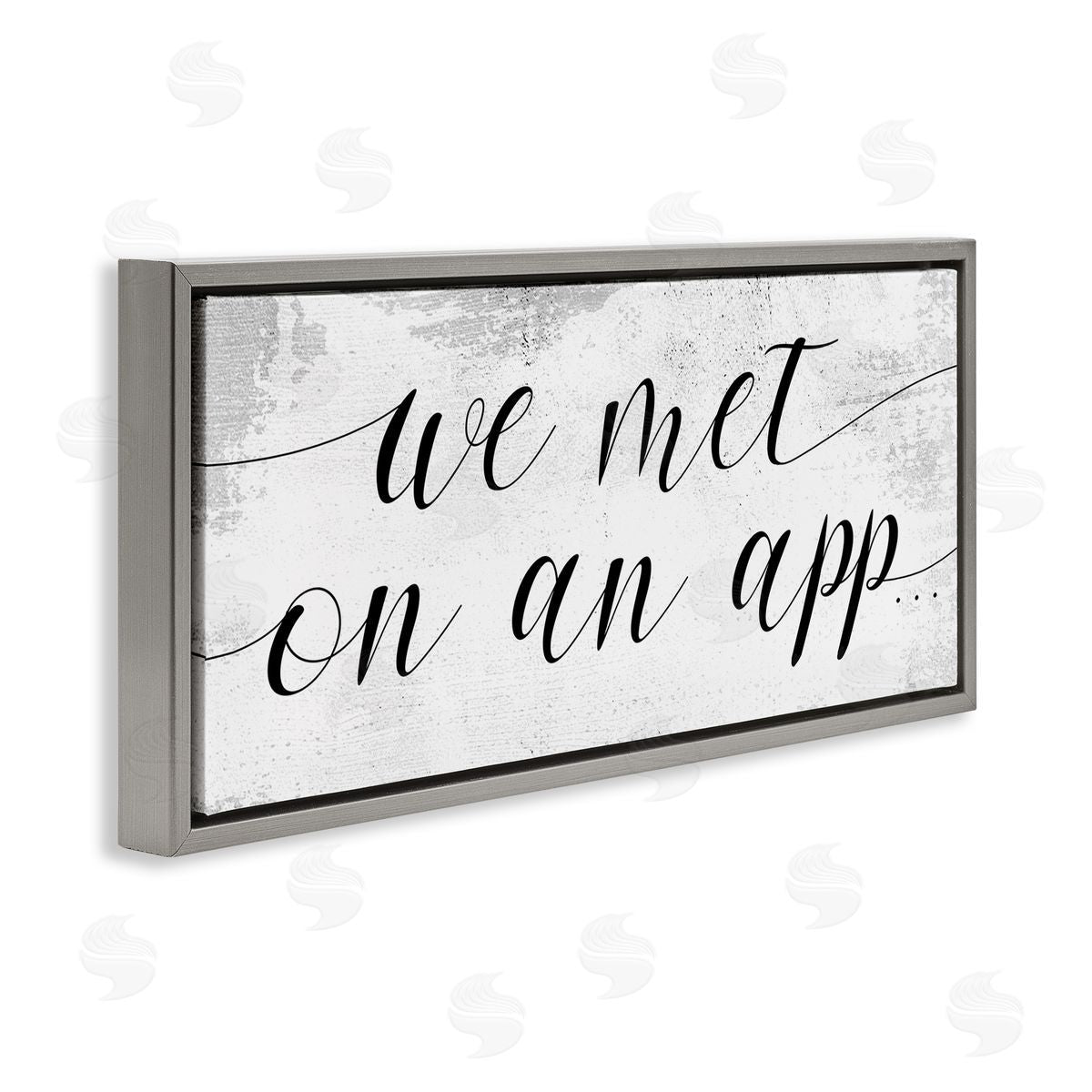 Stupell Studio Met on App Couple Design Gray Floater Frame Canvas Art