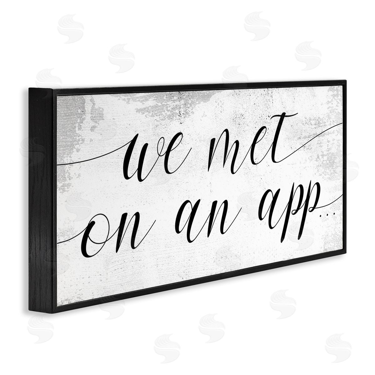 Stupell Studio Met on App Couple Design Black Framed Giclee Wall Art