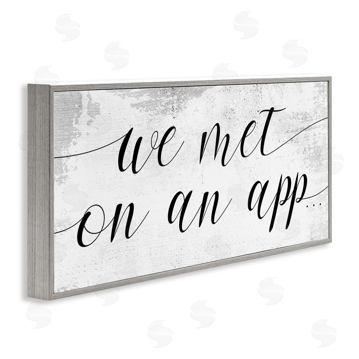 Stupell Studio Met on App Couple Design Gray Framed Giclee Wall Art