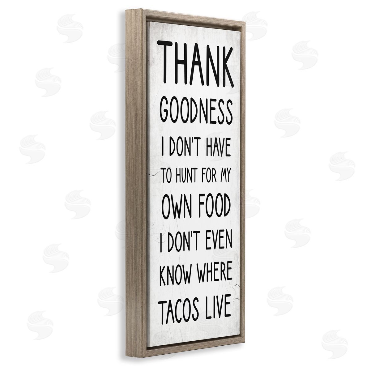 Stupell Studio Hunt For Tacos Funny Phrase Brown Floater Frame Canvas Art