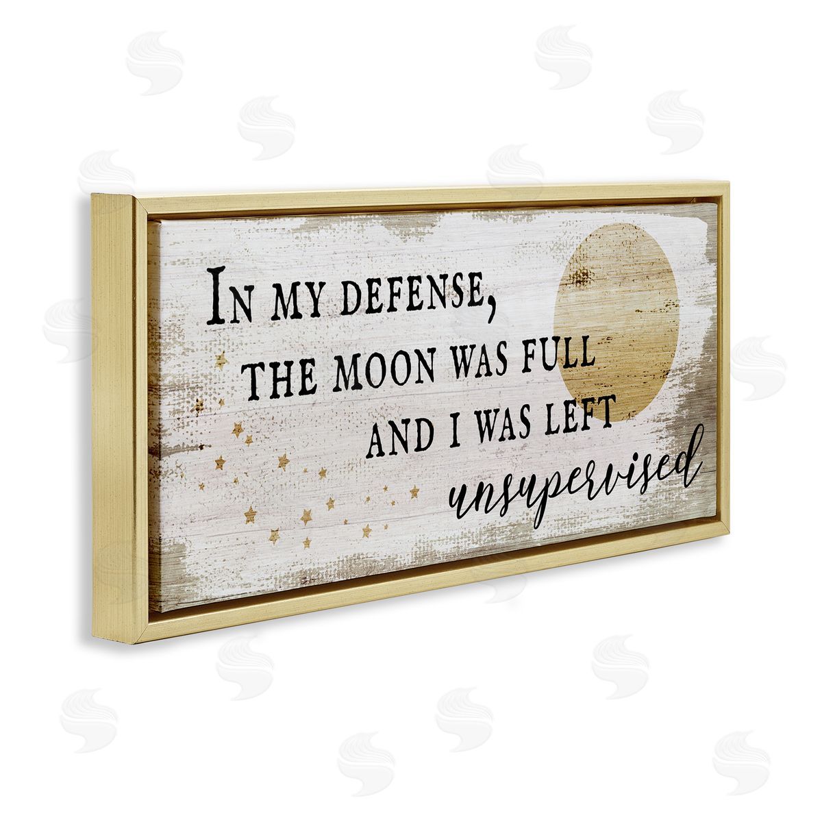 Sassy Full Moon Halloween Charm Gold Floating Frame Canvas Wall Art, Home Decor by Stupell Studio