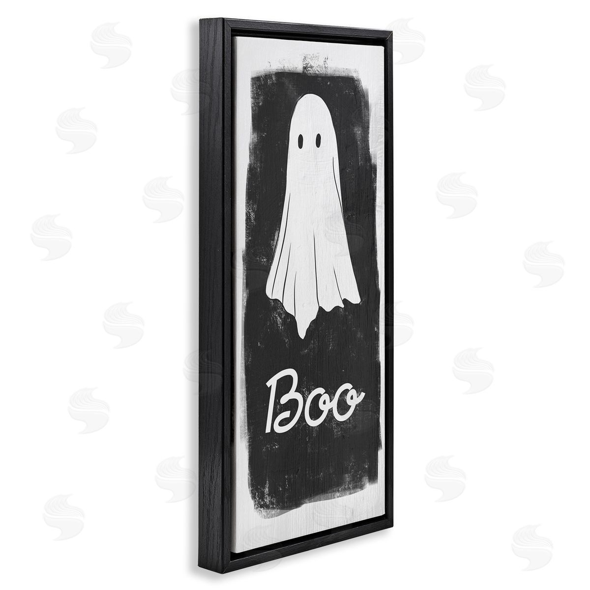 Stupell Studio Charming Ghost with Boo Text Black Floater Frame Canvas Art