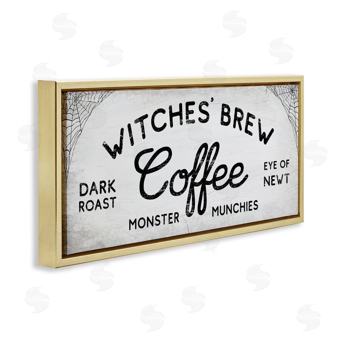 Stupell Studio Witches' Brew Coffee Charming Halloween Gold Floater Frame Canvas Art